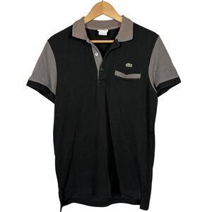 Lacoste Polo Shirt Short Sleeve Black Gray Casual Top Pullover - 5 / S